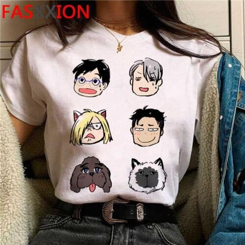 Yuri on Ice clothes t-shirt men white t shirt grunge plus size kawaii streetwear t-shirt couple clothes