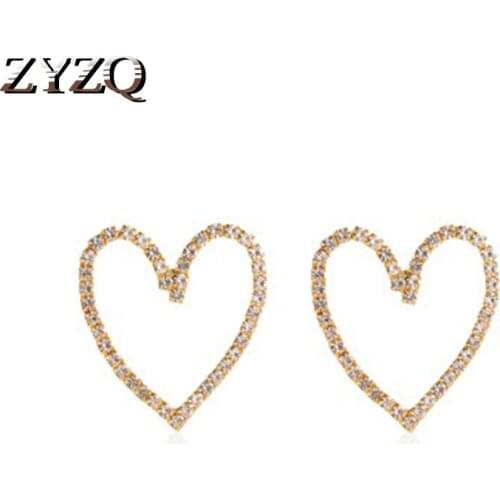 ZYZQ Romantic Hollow Out Heart Shaped Stud Earrings For Women Lovely Birthday Gift Accessories For Besties Wholesale Lots&Bulk