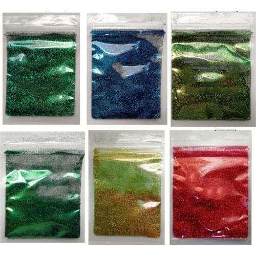 10g/bag Holographic Glitter Powder Shining Chameleon Mirror Laser Nails Fine Dust Nail Art Decor Manicure 6 Colors 0.2mm Powder