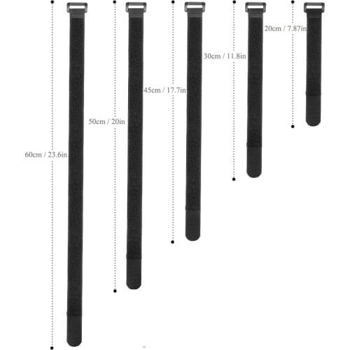 10pcs Nylon Hook & Loop Strap Cable Ties Self-adhesive Reusable Cord Tidy PC TV Organizer 20/30/45/50/60cm Length 2cm Width