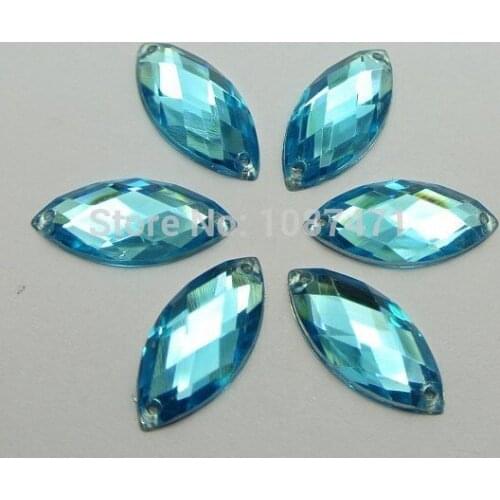 100pcs/lot 9X19mm Flatback Acrylic Horse Eye Sewing Rhinestone Button DIY cabochon supplies Sew on beads Jewelry Accessories