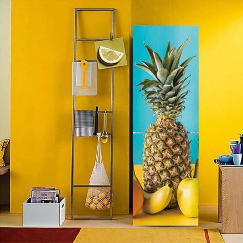 3D Effect pineapple Fruit vegetable Pattern Fridge Sticker PVC Refrigerator Door Kitchen Self-adhesive Wall Stickers Decor