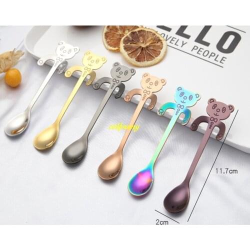 7pcs/lot Free shipping 304 Stainless Steel Ice Spoons 11.7cm Panada Tea coffee Mixing Spoon Dessert Scoop Cocktail Bar Tools
