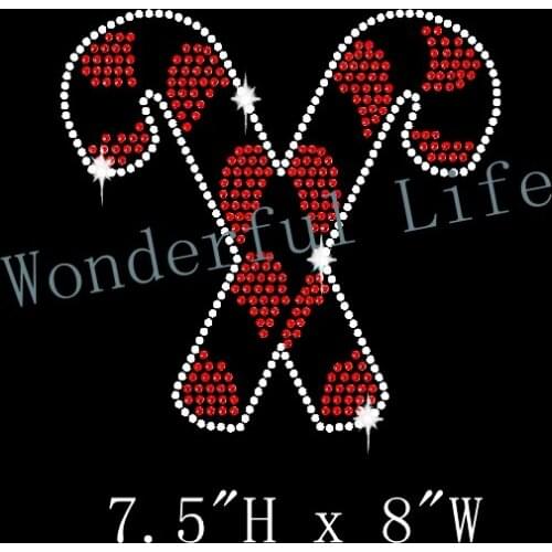 Free shipping Candy Canes Rhinestone Transfer Bling
