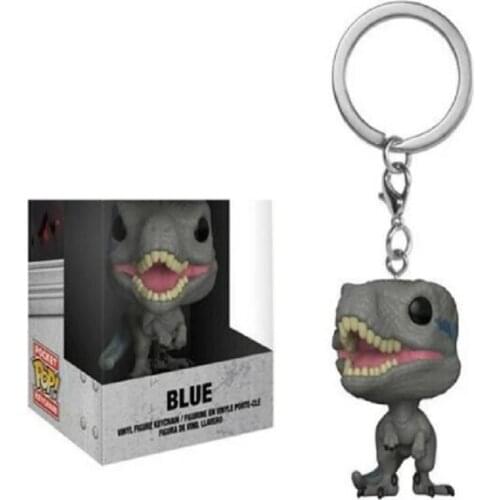 Jurassic Park Blue Velociraptor keychain Vinyl Action Collection Model Children Toys