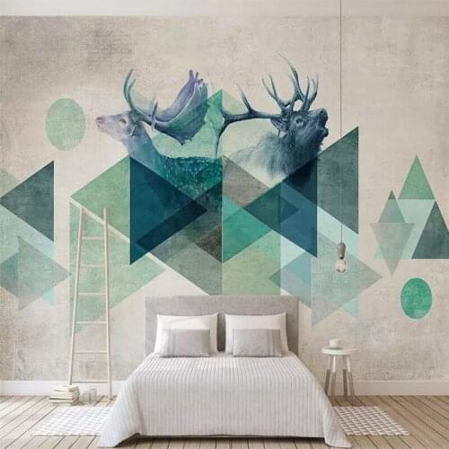 Triangle color block TV background wall professional production mural factory wholesale wallpaper mural poster photo wall