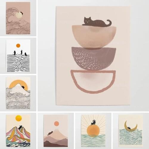 HD Canvas Prints Poster Home Cat Joy Decoration During Sunrise Painting Wall Modern Art Picture Modular Living Room No Framework