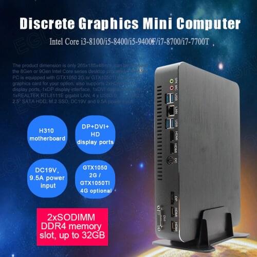 Eglobal Dedicated Card DDR4 Gaming Mini PC Windows 10 Desktop Computer i9 9900 i7 9700F i5 9400F i3 9100F GTX 1050Ti 4GB GDDR5