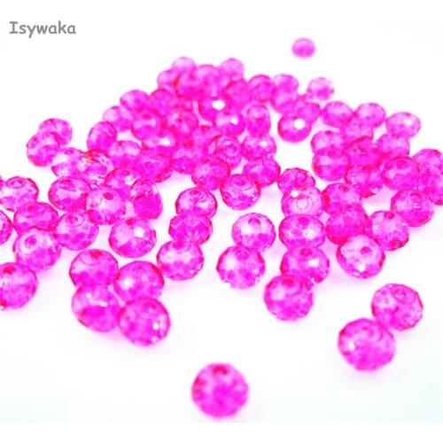 Isywaka Rose Color 3*4mm 145pcs Rondelle Austria faceted Crystal Glass Beads Loose Spacer Round Beads for Jewelry Making