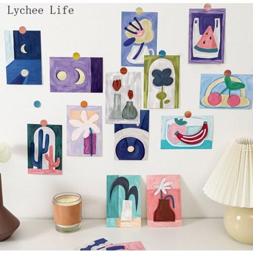 Lychee Life 15Pcs Cute Animals Scrapbooking Paper Cards Set Art Photography Collocation Postcard Diy Wall Decoration Sticker