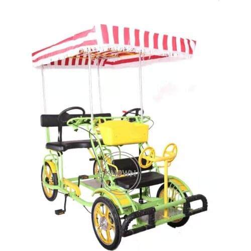 Single Row Pedal Electric Bicycle Two Seater Tourist Surrey Bike Bikes with Shadow 48V Sightseeing Car