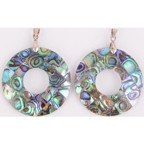 Necklace&Pendants New Zealand Paua Abalone Oyster Shell Round Beads Pendulum Natural Raw for Women Jewelry Multicolor D380-D380A