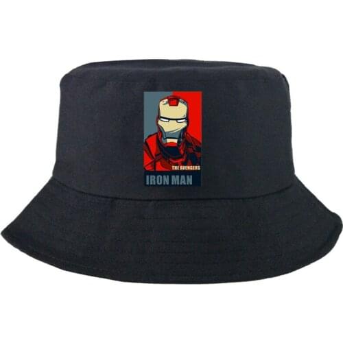Disney Marvel Iron Man Summer Fishing Hat Harajuku Reversible Bucket Hat Fashion Casual Outdoor Panama Cap For Man Women Fedoras