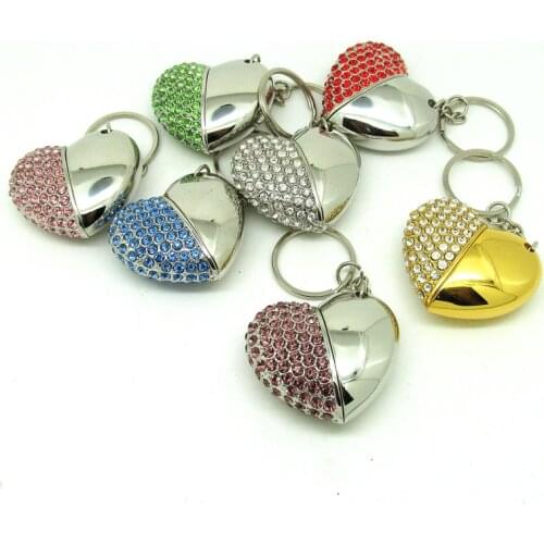 Lovers gift Bling Diamond beautiful heart pendrive Memory Stick USB 2.0 Flash disk Pen Drive Full Capacity 4GB 8GB 16GB 32GB