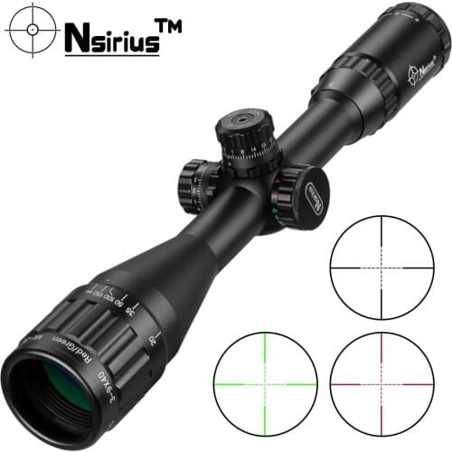 NSIRIUS 3-9x40 AOE Red & Green illuminated Mil Dot Rifle Scope Precision Optics Hunting Scope with Cover and Mounting