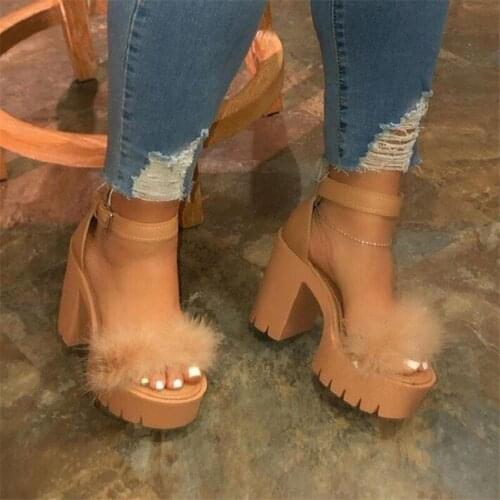 Akexiya Womens Sandals 2021 Summer New Thick Heel Platform Large Size Womens High Heel Fashion Casual Platform Womens Shoes