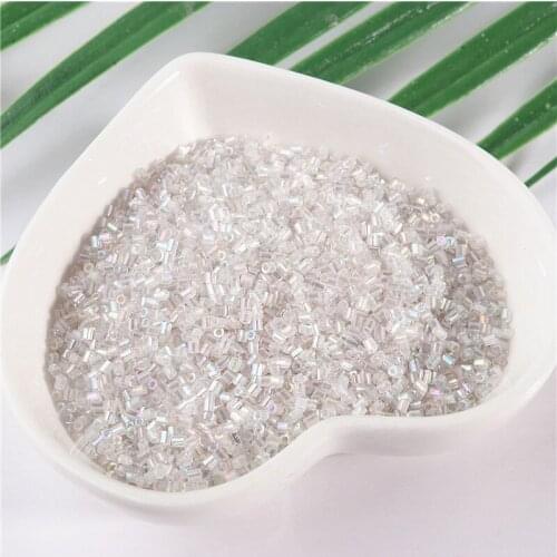 1200pcs/10g/Bag 1.5mm Glass Bugle Small Hole: 0.5mm Tube Stick Silver Lined Small Glass Seed Beads DIY Sewing Craft Accessories
