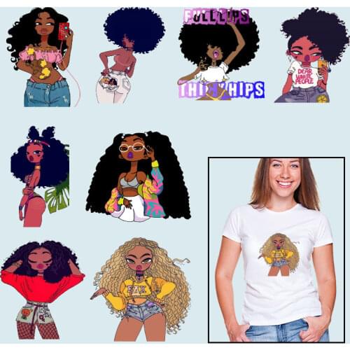 Rock and roll girl Flower Applique on Clothes Heat-sensitive patches Thermal Stickers Heat Transfer PVC Patch Vinyl Sticker