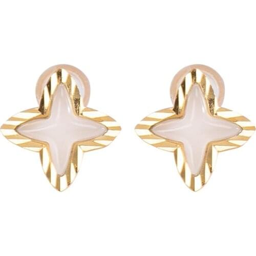 S925 sterling silver gold plated Hetian jade ear studs personalized fashionable all-match elegant Stars Womens earrings