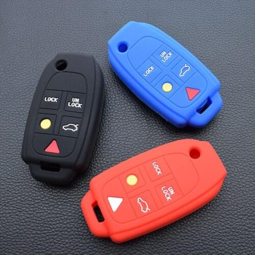 10 units silicone rubber car key case cover for volvo XC90 S80 S60 V70 XC70 XC90 D05 5 button floding key cover shell case