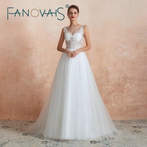 Lace wedding dress 2019 Tulle Bridal Gowns Beach Boho Simple Wedding Dresses See Through Vestido de Novia gelinlik