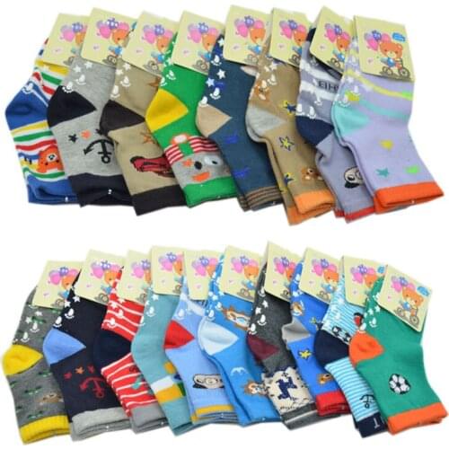 3 Pairs Childrens Cotton Crew Socks Cute Cartoon Home Floor Socks Baby Boys Anti-slip Socks Infant Kids Slippers 1- 4 Years Old