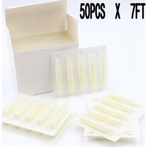 50Pcs Disposable Tattoo Tips White Color 7FT Flat Tips pre-sterilized For 7M1 7M2 7RM 7F Tattoo needles