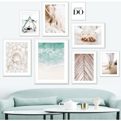 Sea Girl Shell Beach Natural Landscape Wall Art Canvas Painting Nordic Posters And Prints Wall Pictures For Living Room Decor