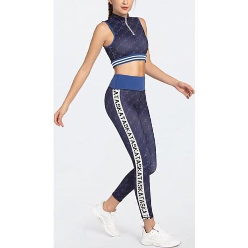 Seamless Yoga Set Women Fitness Sportswear Printing Sports Gym Leggings Padded Push-up Strappy Sports Bra 2 Pcs Sports Suits