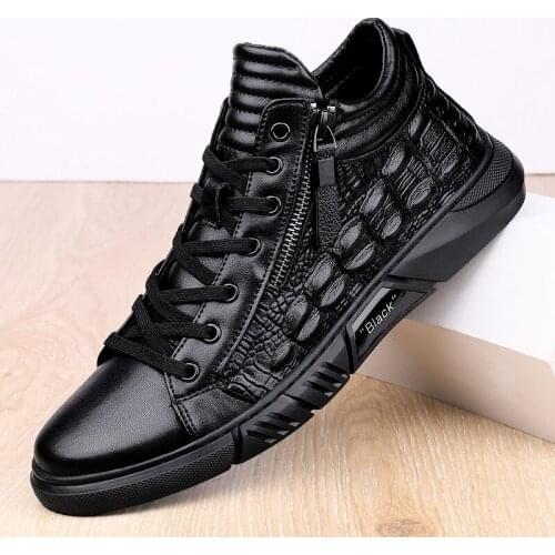 Brand High Quality Genuine Leather Men Skateboarding Shoes Ankle Boots Male Comfortable Casual Walking Shoes Luxury Mens Boots