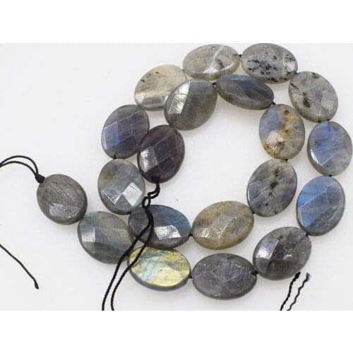 Loose beads 15*20mm Labradorite flat oval faceted blue rainbow Afor DIY jewelry making FPPJ wholesale beads nature