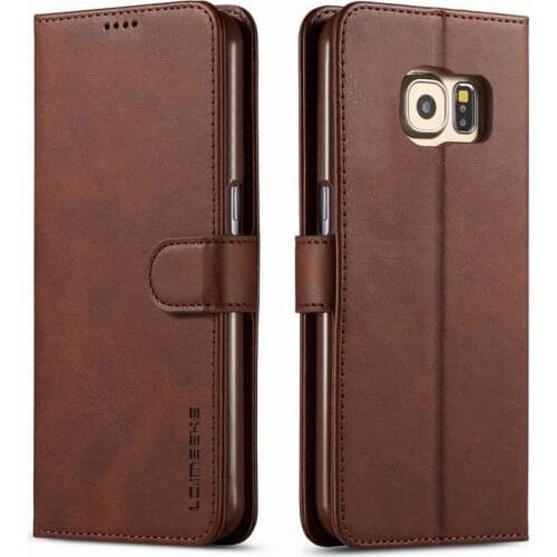 For Sasmung S6 Edge Case Flip Wallet Case On Samsung Galaxy S6 Edge Phone Case Leather Vintage Case For Hoesje Samsung S 6 Cover