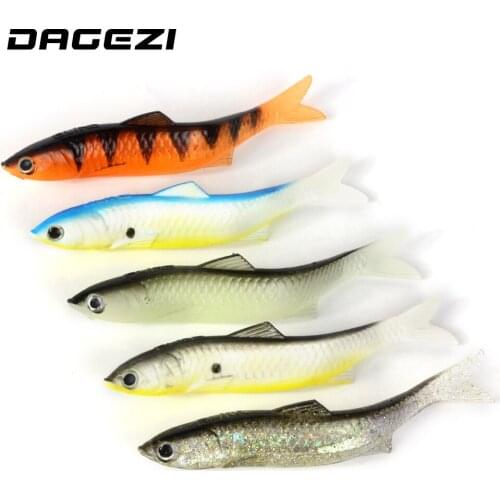 DAGEZI 5pcs/lot Luminous Soft Lure 13.2cm 13g Wobblers Artificial Bait lead inside Fishing Lures Sea Bass Carp Fishing Lead
