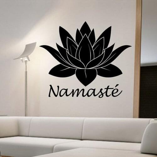 Namaste Yoga Buddha Wall Sticker Lotus Flower Wall Decal Home Decor Living Room Bedroom Decoration Art Murals Wallpaper
