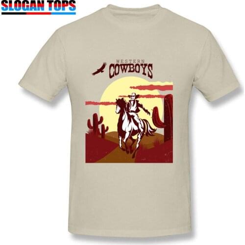 Fashion Men T-shirt Wild Beige T Shirts Rider In The Desert Western Style Tops Horseback Cowboy Tees Male Cotton Clothing XXXL