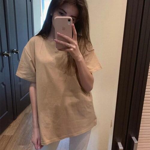 2020 New Soft Free Loose Hot Sale Solid Fresh Summer New T-shirt Women Fashion Natural Short Basic Shirt 4 Colors