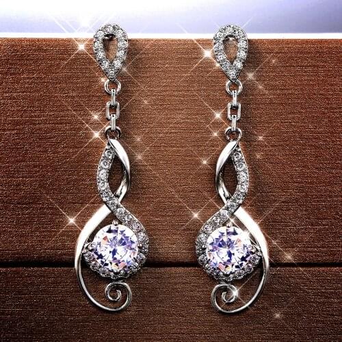 Huitan Fashion Design Bridal Wedding Engagement Drop Earrings Bling Crystal Cubic Zirconia Dance Party Trendy Jewelry for Women