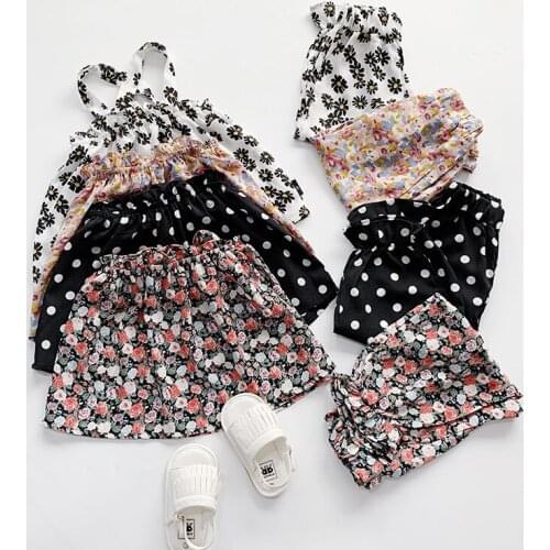 Girls Sling Sets Little Daisy 2021 Summer New Fashion Female Baby Printing Top + Mosquito Pants Two-piece 1 2 3 4 5 6 Years Old