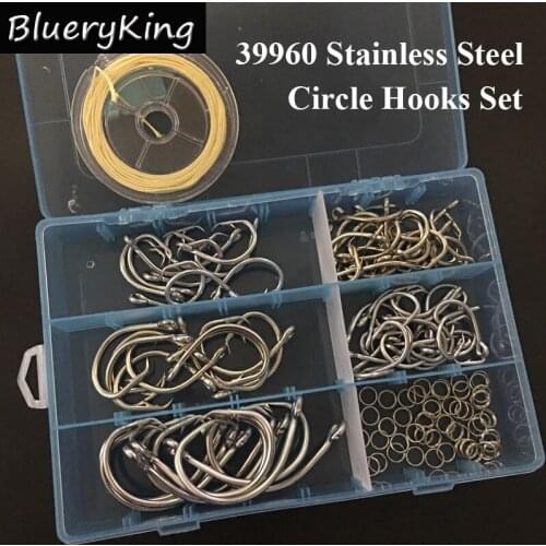 BlueKim 120pcs/set 39960 Circle Hooks Stainless Steel Tuna Circle Fish Hooks Tuna Circle Bait Fish hooks Tuna Circle Fishhooks