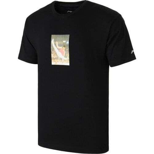 Li-Ning Men Short Sleeve Sport T-shirt Printing Tshirts O-neck Short Sleeved Fashion Mens Simple T-shirts Mens Tops AHSN741