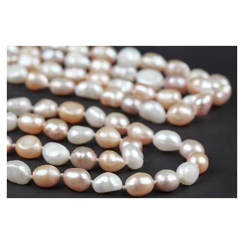 LJHMY 8-9mm Pink, White and Purple Baroque Natural Freshwater Pearl Necklace 120cm