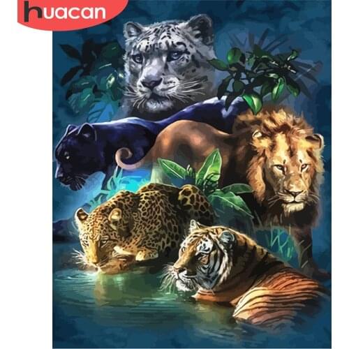 HUACAN Paint By Number Lion Animal Drawing On Canvas HandPainted Painting Art Gift Pictures By Numbers Tiger Kits Home Decor