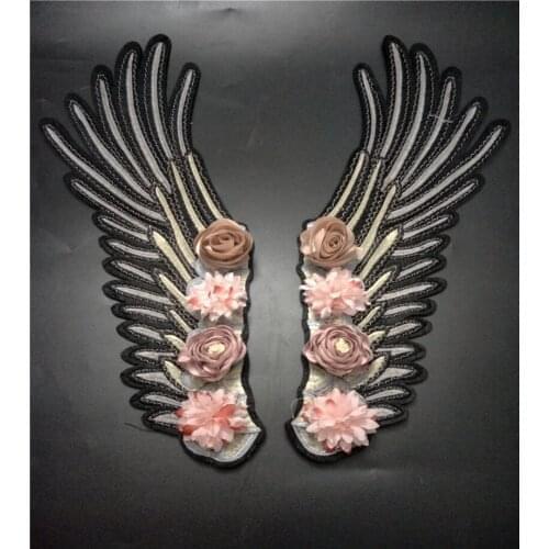 3D flower wing embroidered beaded patches for clothing stickers clothes sew on parches bordados para ropa toppe per vestiti