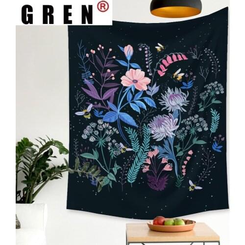 GREN Floral Buttefly Mandala Tapestry Wall Hanging Covering Rugs Background Cloth Beach Mat Blanket Art Bedroom Dorm Home Decor
