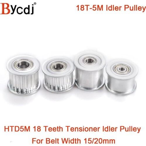 18 Teeth 5M Idler Pulley Tensioner Wheel Bore 5/6/8/10/12/15mm with Bearing Guide synchronous pulley HTD5M 18teeth 18T