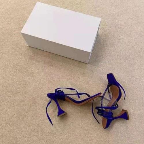 New Season Shoes Zula Pvc Leather Sandals 95mm Flared Heels Clear Pvc Strap Blue Leather Zula Real Photos Rare