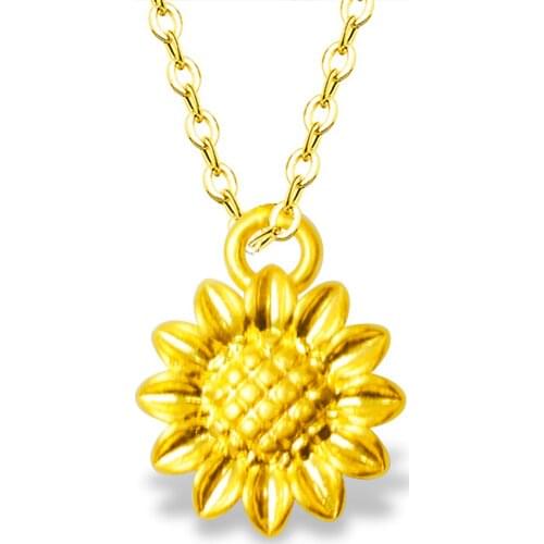 NYMPH Genuine 18K Gold Necklace Pure AU750 Chain for Women Simple Flower Design 999 24K Gold Pendant Fine Jewelry X517