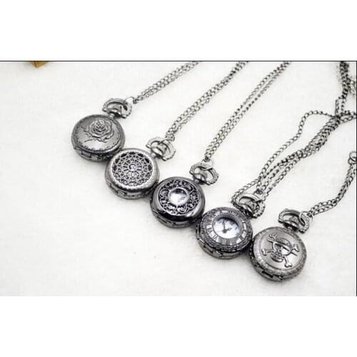 Wholesale 10 PCS mini Mix black One piece roses quartz hours woman girl gift pocket watch MBP258