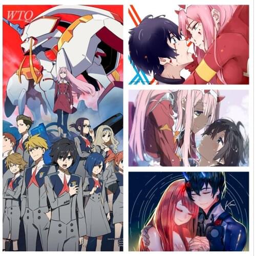 Anime Posters Darling In The Franxx | Hiro X Ichigo X Zero Two Retro Posters Canvas Painting Picture Wall Art Home Decor Posters
