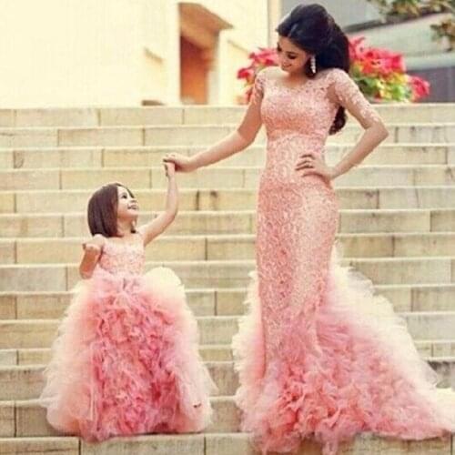 Little Girl Tutu Dresses Tulle Ruffles Flower Girls Wedding Party Dresses Lace Appliqued Toddler Birthday Pageant Communion Gown